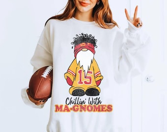 Mahomes Sweater, Chillin' With Ma-Gnomes, Kansas City Sweater, KC Sweatshirt, Football Sweater, Unisex Heavy Blend Crewneck Sweatshirt