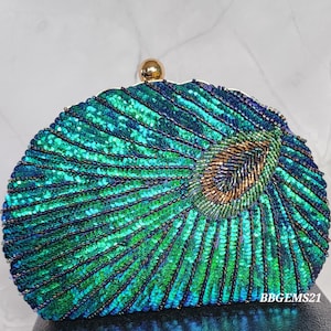 Peacock Iridescent Clutch/Statement Clutch/Evening Clutch/Wedding Clutch/Anniversary Gift for her