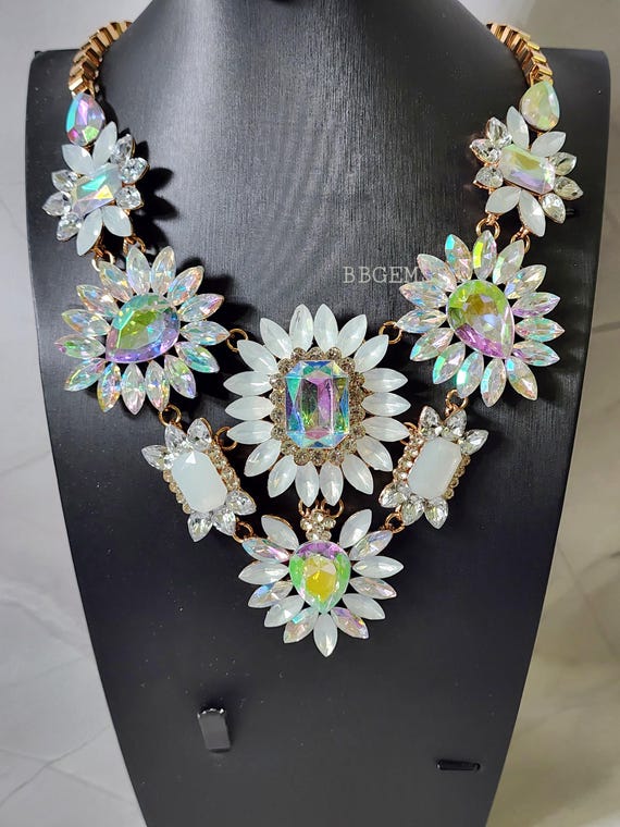 Iridescent Statement Necklace Costume Jewelry Wedding Jewelry Anniversary Gift