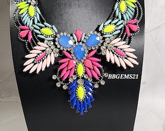 Neon Fiesta Statement Halskette / Statement Halsketten / Modeschmuck / Jahrestag Geschenk
