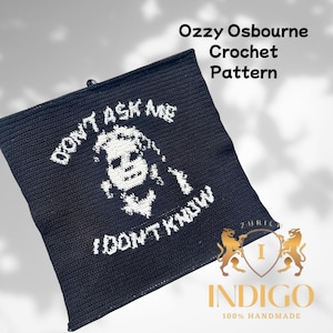 Ozzy Osbourne Tapestry Crochet Pattern | Rock Music Wall Hanging | Written Instructions & Chart | Crochet Colorwork Pattern | PDF Pattern