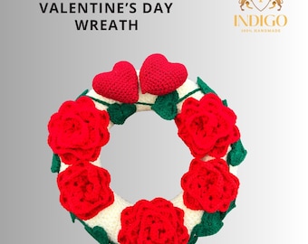 Schema per ghirlanda di San Valentino all'uncinetto, con cuori e rose (schema in PDF)