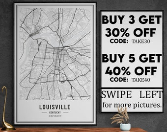 Louisville - Kentucky State Map Print Poster - USA - Map Print poster - Minimalist Map - City Print - 200+ Maps In Store - AM047