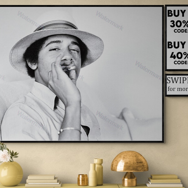 Young Barack Obama Smoking vintage print | Barack Obama | Barack Obama smoking- Vintage Print VP318