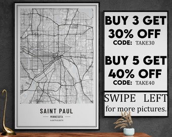 Saint Paul - Minnesota State Map Print Poster - USA - Map Print poster - Minimalist Map - City Print - 200+ Maps In Store - AM056