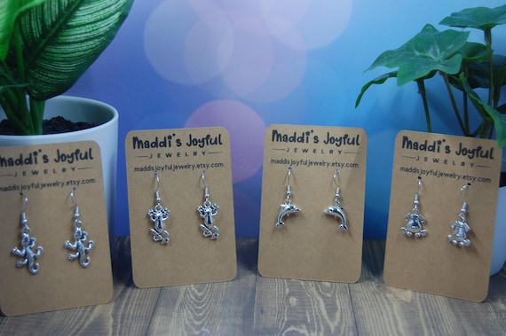 Animal Earrings; Animal Jewelry: Dolphin Earrings; Silver Jewelry; Frog Jewelry; Dog Earrings; Dog Jewelry; Dolphin Jewelry; Salamander