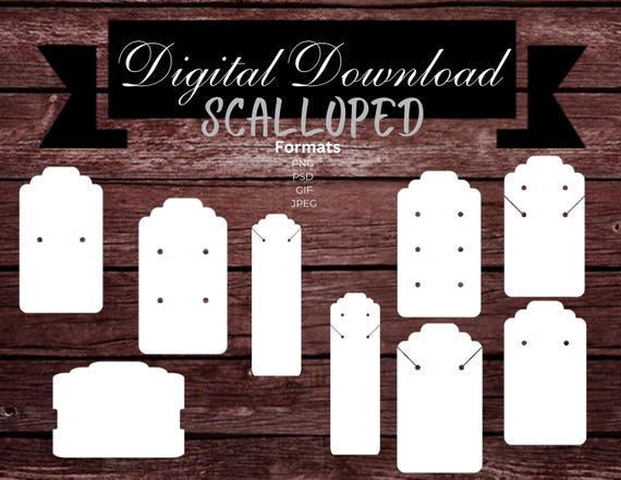 Scalloped Jewelry Card Bundle • Earring Card Template • Necklace & Bracelet Display • Printable Jewelry Cards • PNG PSD JPEG
