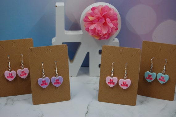 Conversation Heart Dangle Earrings - Valentine's Day Jewelry