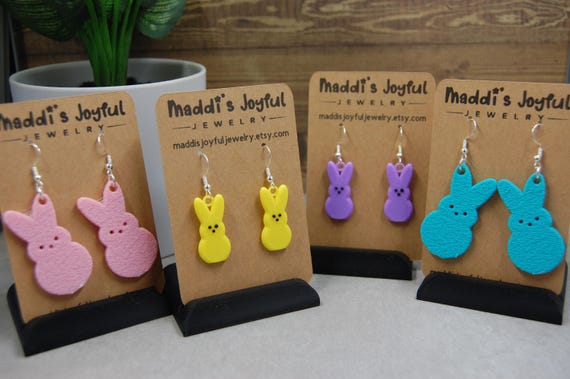 3D Printed Peep Bunny Earrings | Fun Easter Jewelry