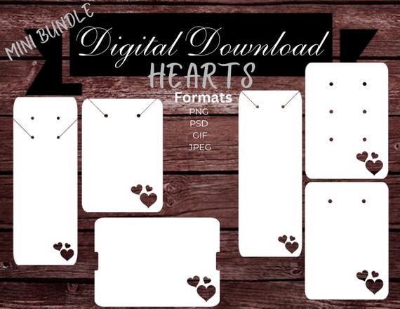 Hearts Jewelry Display Card Templates | Earring, Necklace, Bracelet (Digital Download)