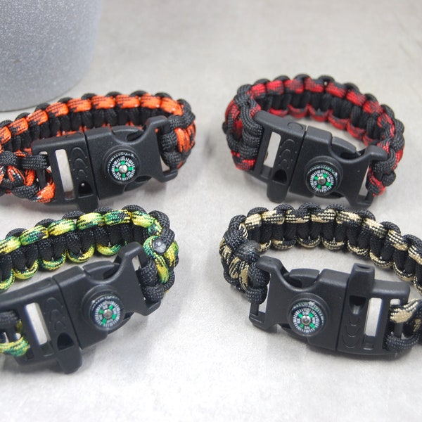 Adult Survival Paracord Bracelet with Compass; Fun for scouts, camping, hiking; Survival Bracelet; Cobra Knot Paracord Bracelet