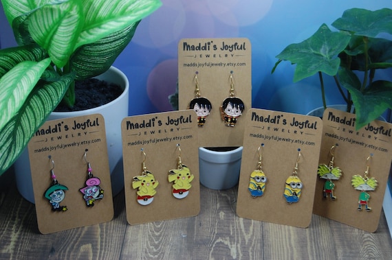 Cartoon Character Earrings: Unique Enamel Jewelry