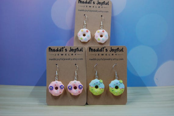 Dangle Donut Earrings, Novelty Food Jewelry