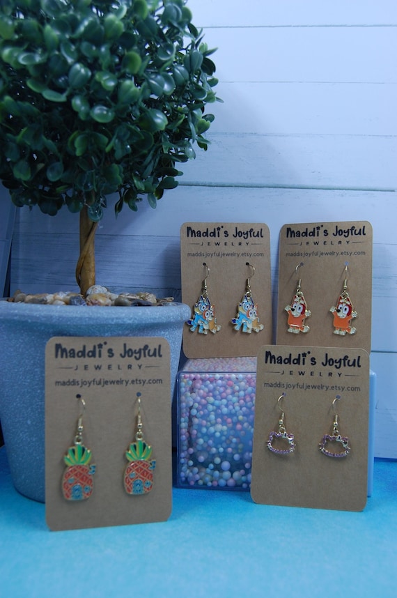Cartoon Dangle Earrings: Dog, Pineapple, Car Jewelry
