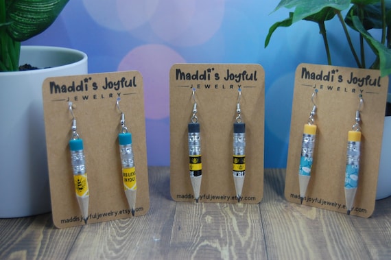 Inspirational Pencil Earrings: Teacher Appreciation Gift