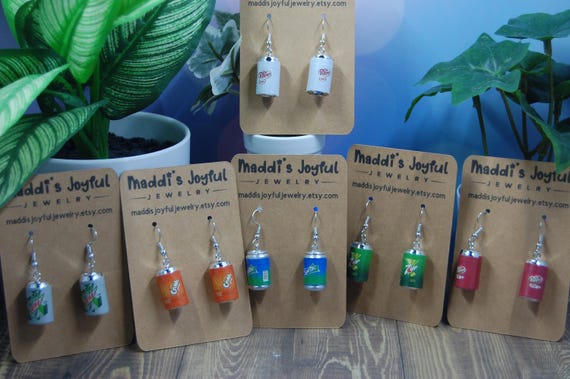 Soda Can Dangle Earrings, Food Jewelry