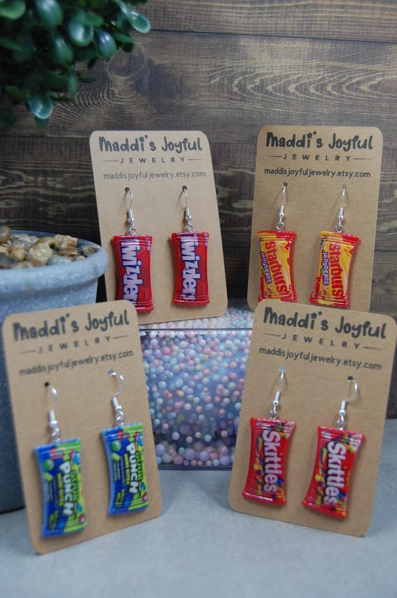 Candy Bar Dangle Earrings, Food Jewelry