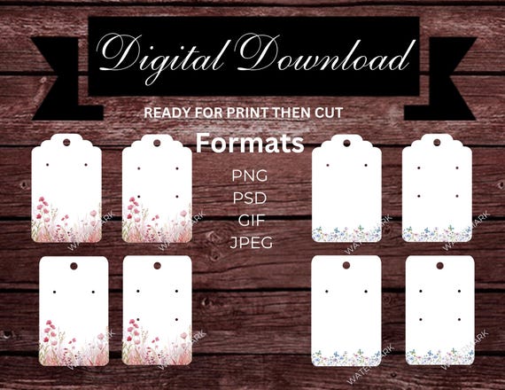 Flower Earring Display Card SVG Template (Digital Download)