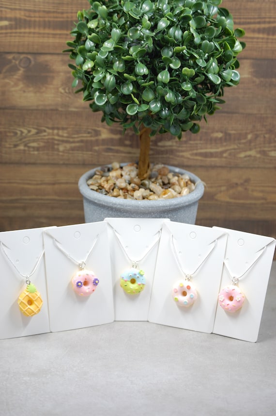 Pastel Donut Pendant Necklace, Food Jewelry