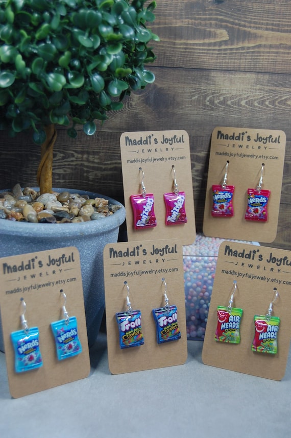 Candy Wrapper Dangle Earrings, Snack Food Jewelry