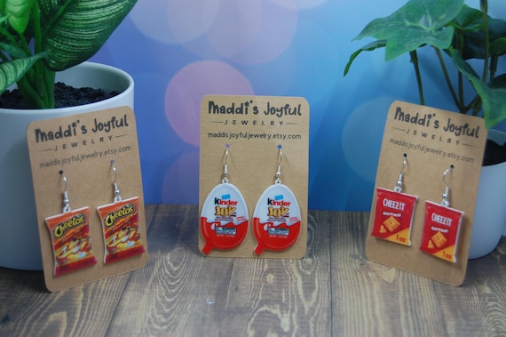Novelty Snack Food Earrings; Food Jewelry