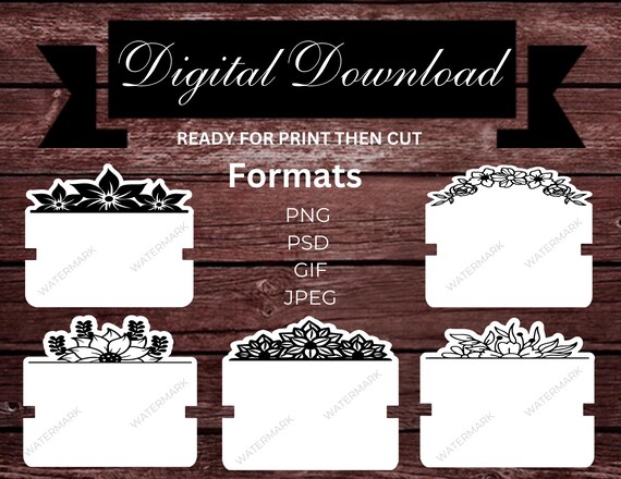 Bracelet Display Card SVG Template, Floral Design (Digital Download)