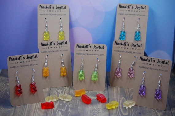Gummy Bear Dangle Earrings, Fun Food Jewelry