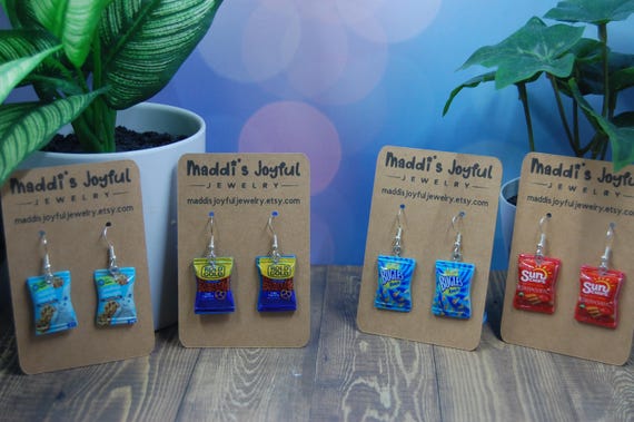 Snack Food Dangle Earrings, Novelty Junk Food Jewelry