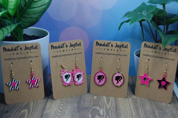 Barbie Silhouette Earrings: Funny Cartoon Kid's Jewelry