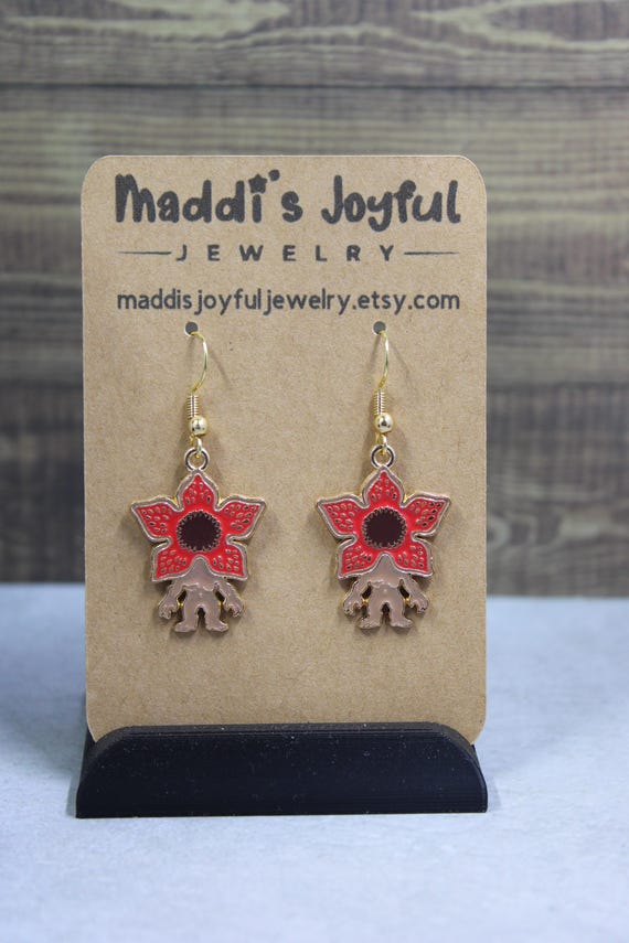 Red Floral Statement Earrings | Lightweight Flower Dangle Earrings | Bold Red Fashion Jewelry