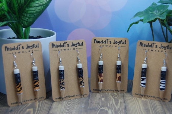 Working Pencil Earrings – Yes, They Actually Write! Fun Teacher Gift, Classroom Earrings, Back-to-School Jewelry