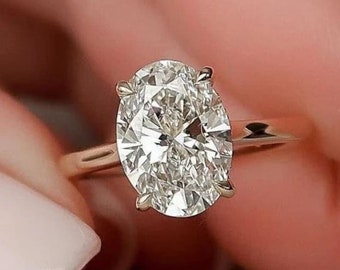 Anello di fidanzamento con taglio ovale da 1,5 CT, fede nuziale in oro giallo 14K, classico anello di promessa Halo nascosto, regalo di anniversario, anello di promessa per le donne