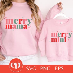 Paquete SVG "Feliz Mamá Feliz" / Camisetas navideñas familiares a juego / Mamá y yo SVG / Archivos SVG navideños / Descarga instantánea