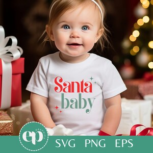 Papai Noel Bebê SVG | Macacão de Natal SVG | O primeiro Natal do bebê SVG | Natal PNG
