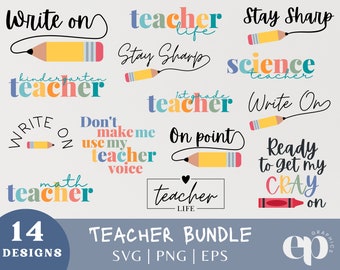 Teacher SVG Bundle | Teacher PNG Bundle | Teacher Gifts SVG Bundle | Teacher Shirt Png Bundle | School Svg Bundle | Teacher Appreciation Svg