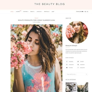 Beauty Blog Minimal and Clean Design WordPres Website Theme - Blog & Magazine - Bloggers Theme, Influencers Website Template, Beauty Theme