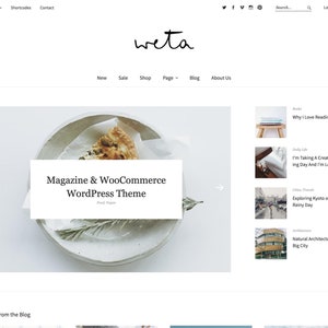 Weta Clean and Minimal Design WordPres Website Theme - Magazine & Blog - Bloggers Theme, Influencers Website Template, Coaches Theme