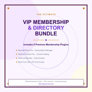 Paquete VIP de membresía y directorio / MemberPress Pro, Restrict Content Pro, WishList Member / Plugins de membresía de WordPress / Licencia GPL