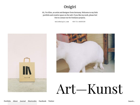 Onigiri Minimal Portfolio WordPress Website Theme - Designer Website Template, Artist Website Theme, Photographer Website Template