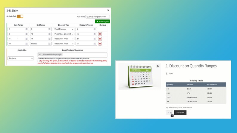 May include: A screenshot of a website showing a pricing table for a product. The table shows the price per item based on the quantity purchased. The table includes a column for quantity, discount, and price per item. The discount is applied to the price per item based on the quantity purchased. The table shows that the price per item decreases as the quantity purchased increases.