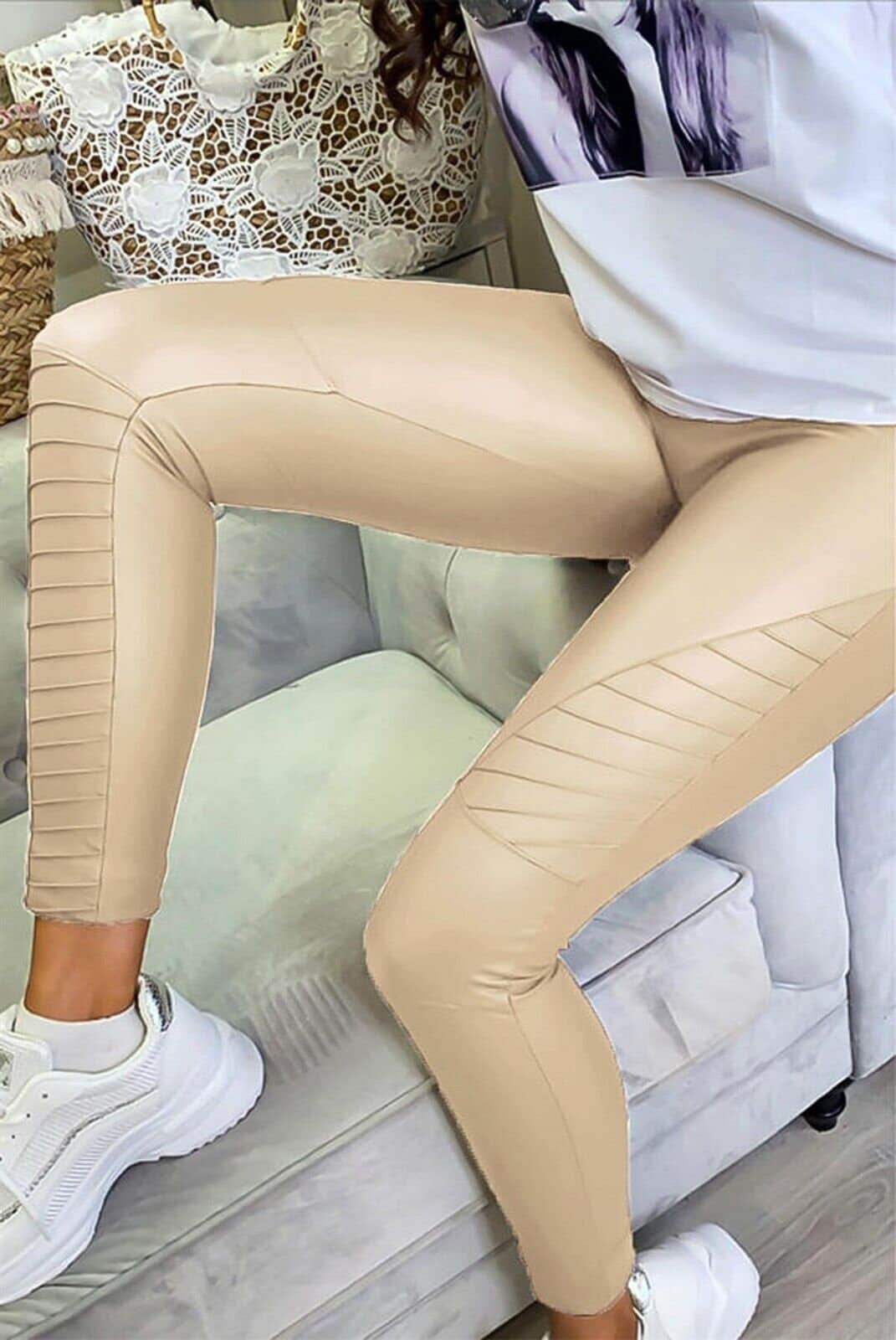  CHUNMA Women Shiny Leggings Wet Look PU Leather