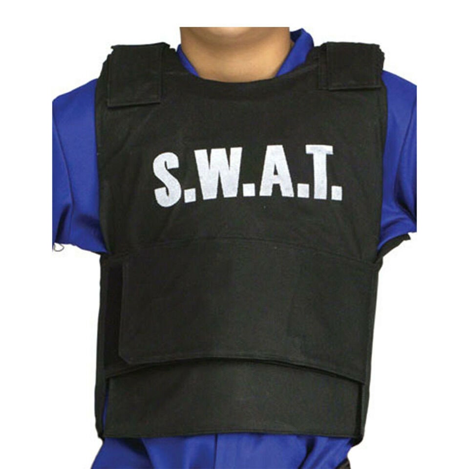 Kids Police Swat Chaleco antibalas y Swat Cap Sombrero Disfraz Fancy Dress  Outfit 3-9years Disfraz de policía infantil Jb5-2