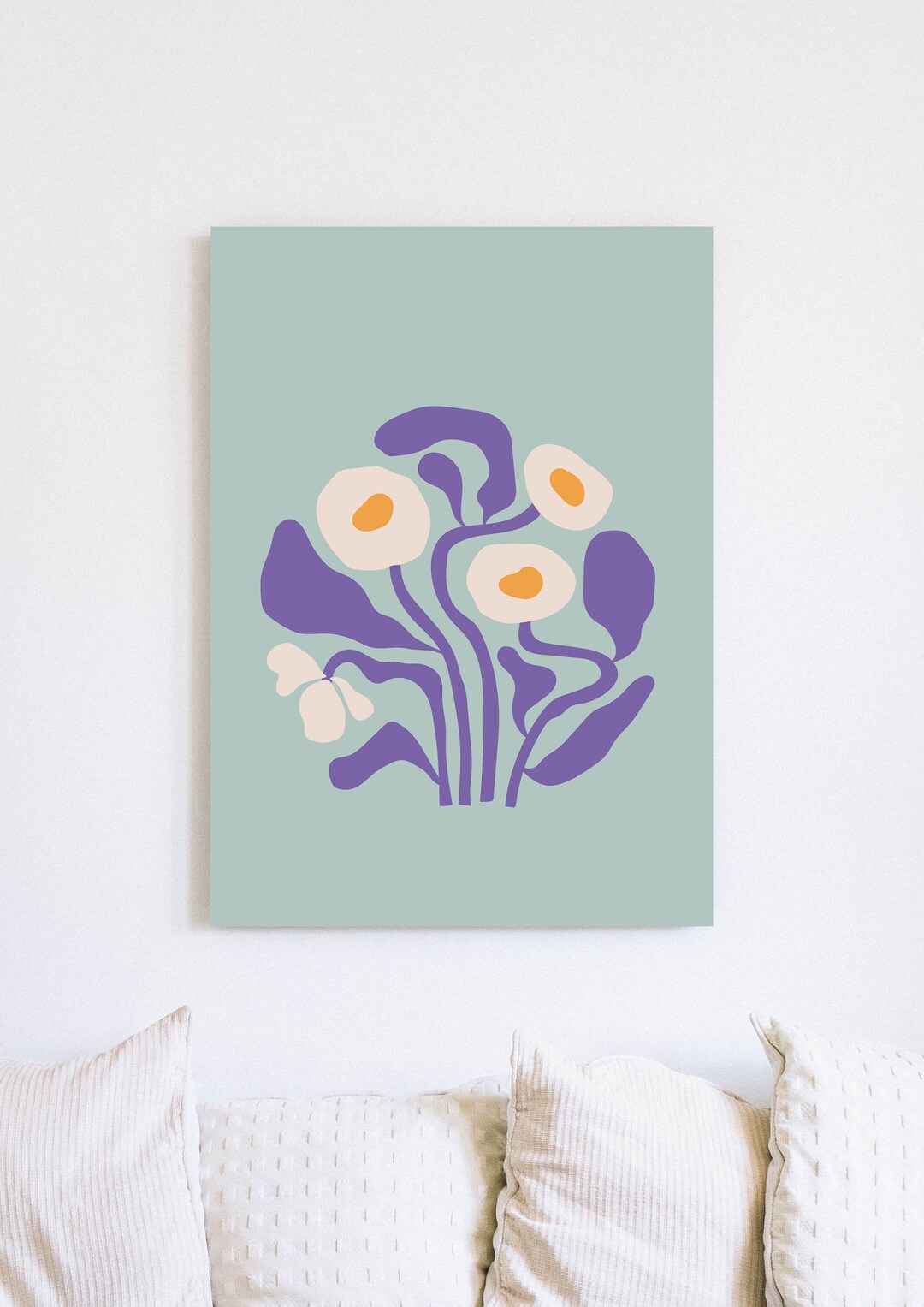 Sage Green Earth Tone Flower Wall Art Minimal Flower - Etsy