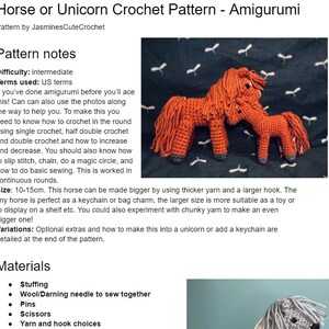 Horse or Unicorn PATTERN Amigurumi Crochet image 7