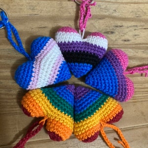 Pride Heart Keychains - Crochet