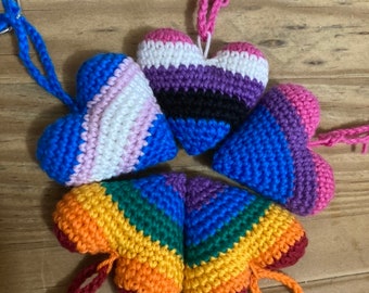 Pride Heart Keychains - Crochet