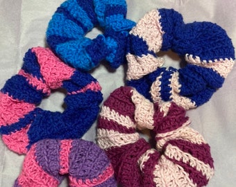 Hair Scrunchy Multicoloured - Crocheted Cotton Hair Accessory