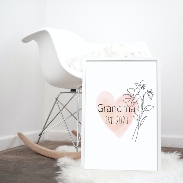 DIGITAL New grandma est. 2023 / grandmother to be / granny nana established / pregnancy announcement / baby news gram / baba bubbe elder