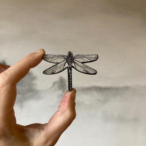 Wooden dragonfly brooch