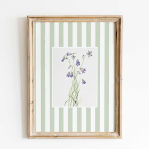 Vintage Striped Botanical Print, Nancy Meyers Style Wall Art, French Country Cottagecore Wall Art, Coastal Grandma Decor Digital Download